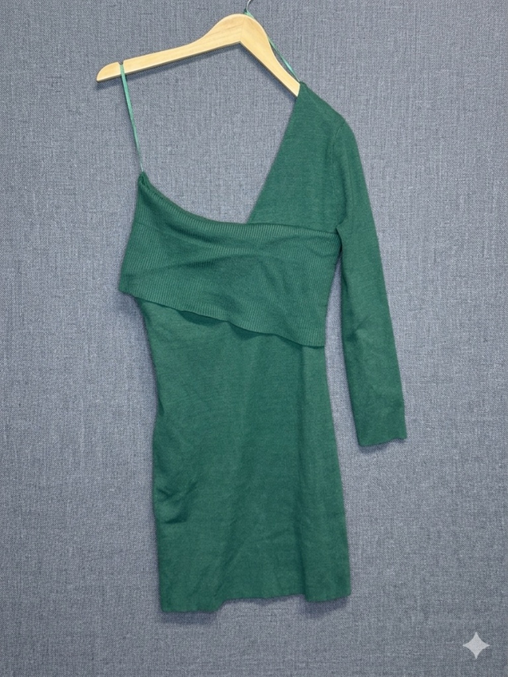 Peach Love California Green One Shoulder Knit Mini Dress - Size Large - NWT